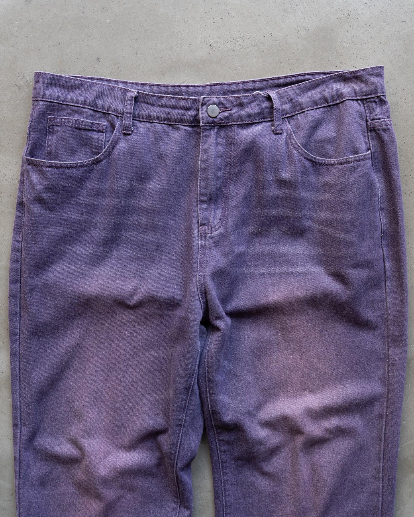 Purple processing straight denim pants