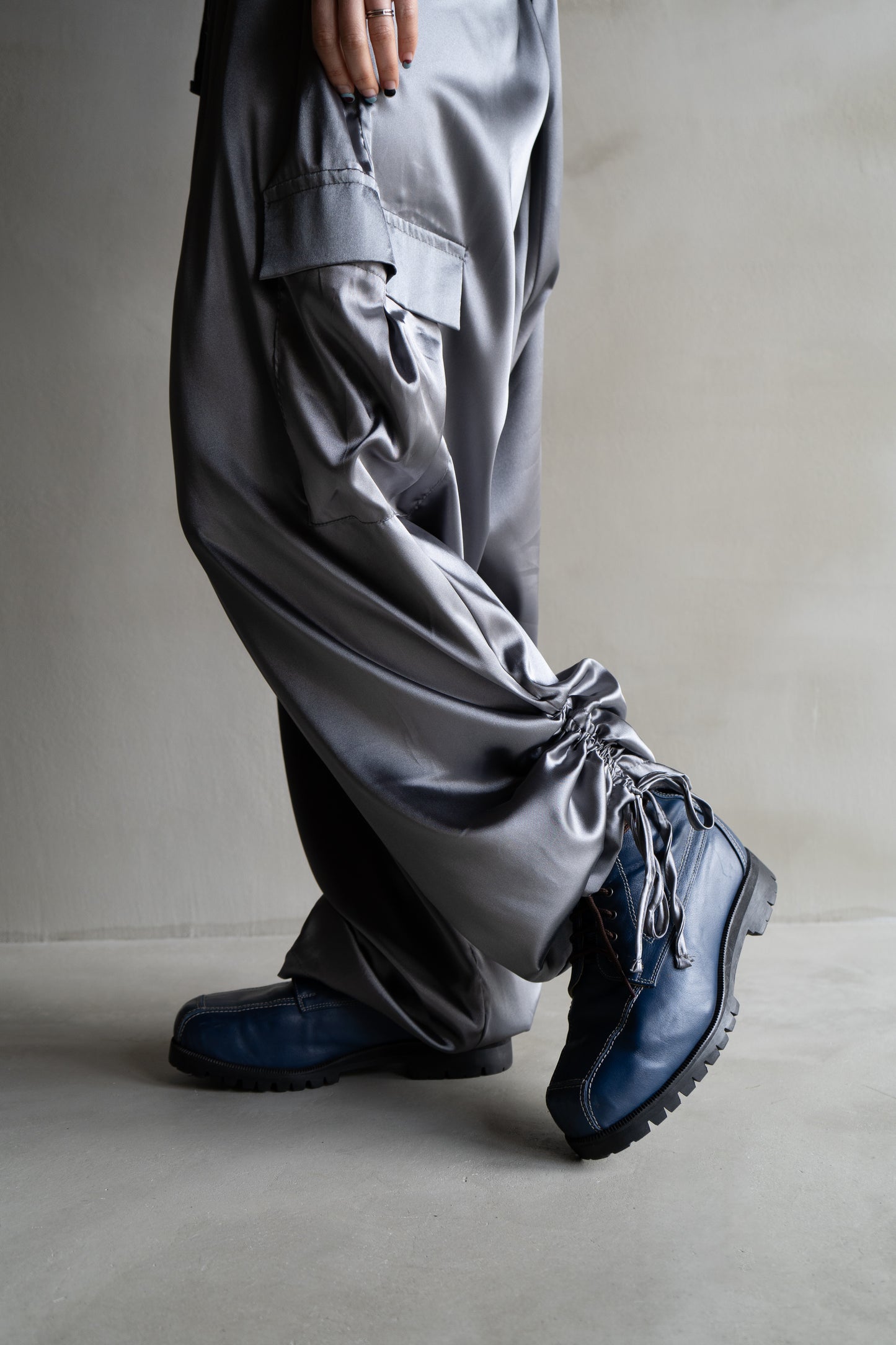 satin cargo easy pants