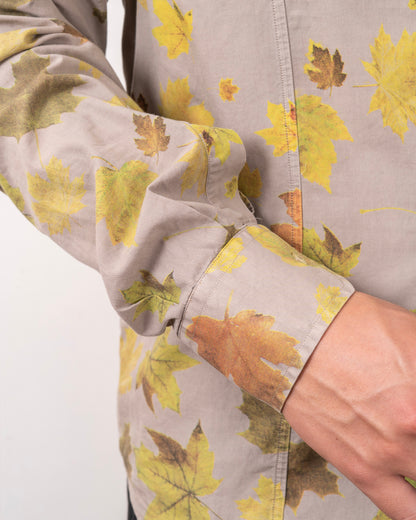 Made in ITALY leaf design long sleeve cotton shirt