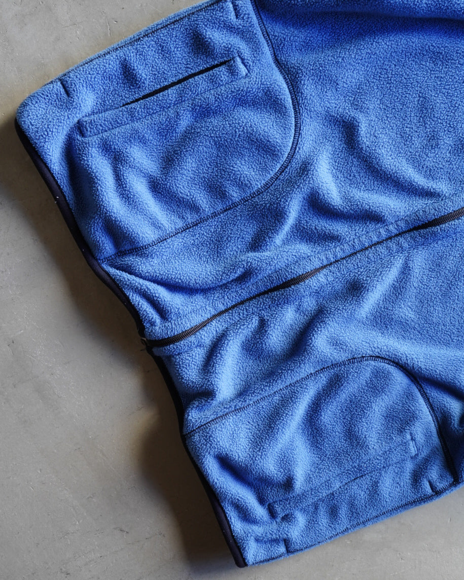 light blue and navy reversible fleece zip-up jacket