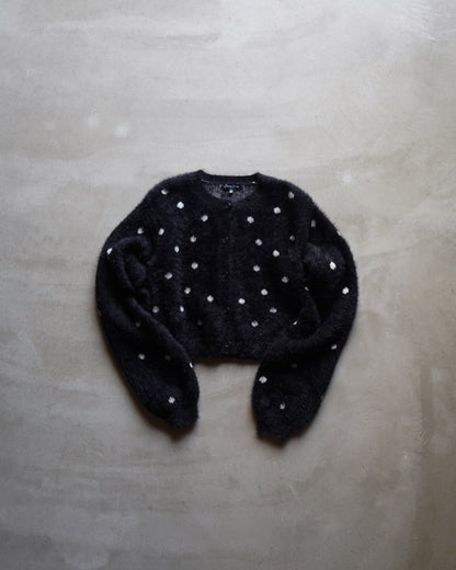 "ladies" polka dot mohair-like cardigan