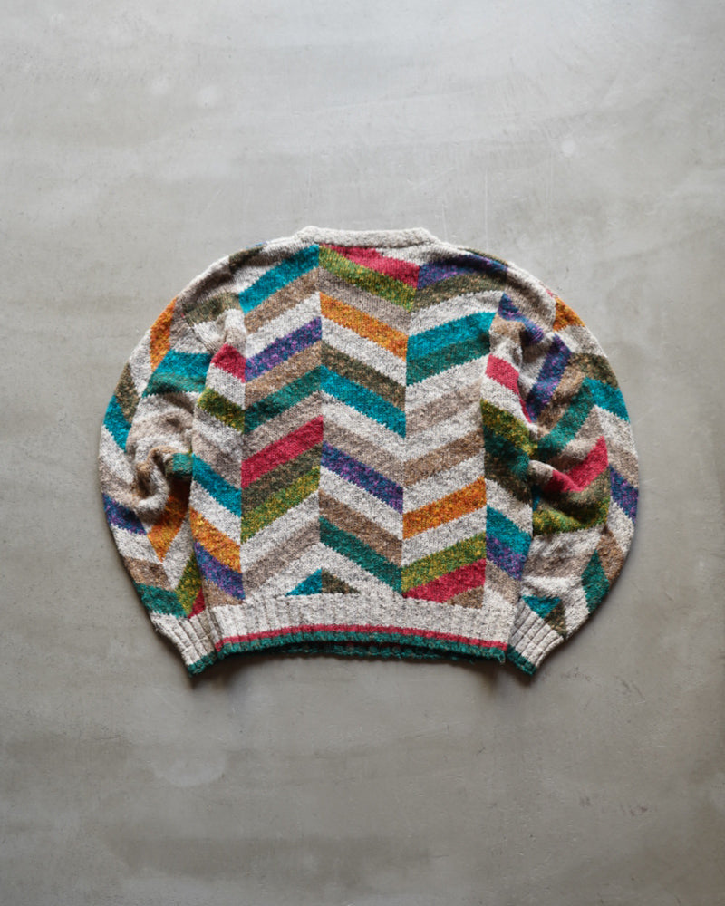 90s BACHRACH  random boarder art rummy cotton knit sweater