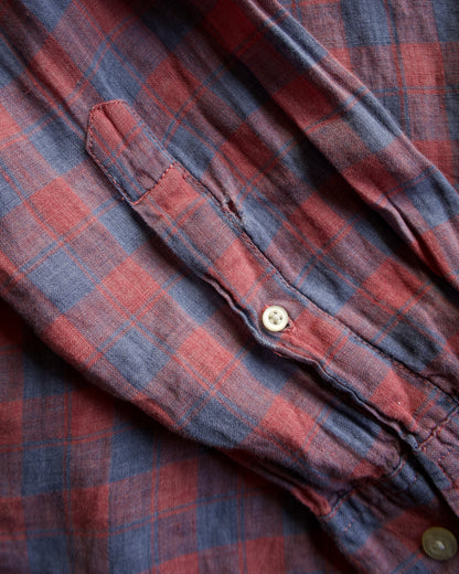 BANANA REPUBLIC piaid check design linen shirt