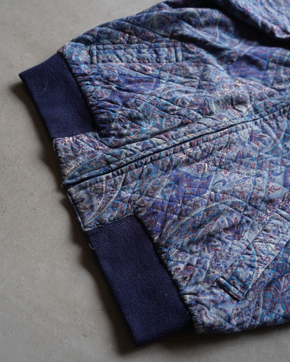 paisley pattern quilting zip-up jacket