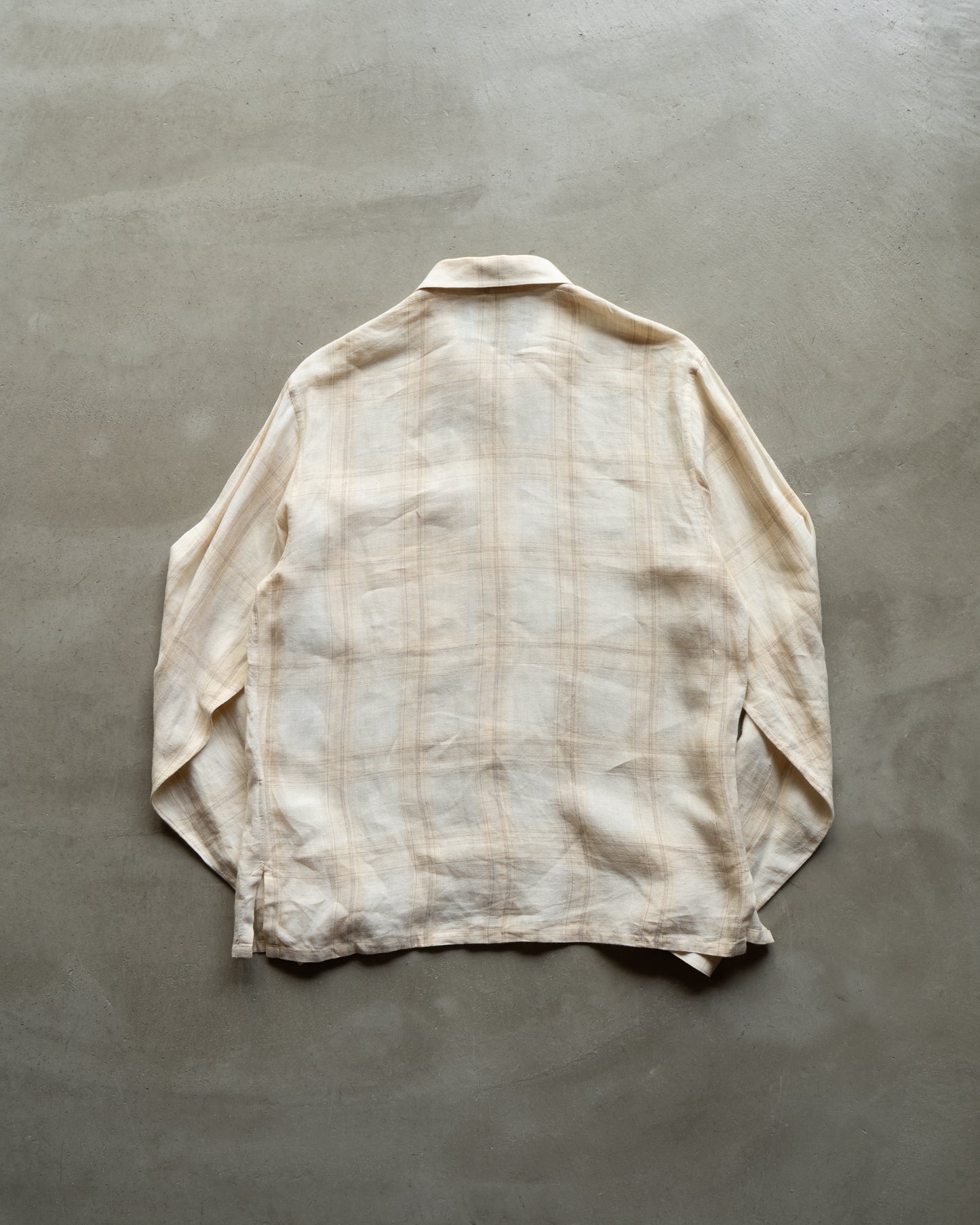 HERMES linen check design shirt jacket