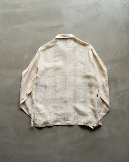 HERMES linen check design shirt jacket