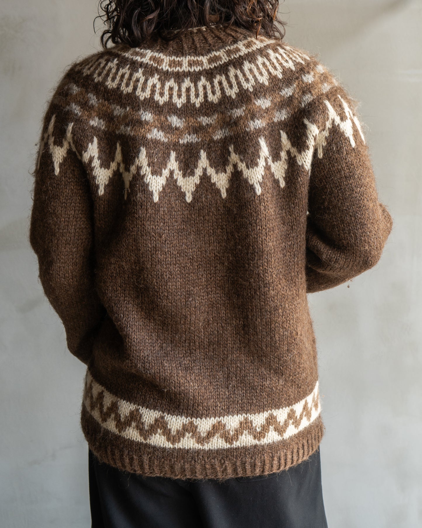 "ladies" 80s ICE WOOL ropey sweater cardigan