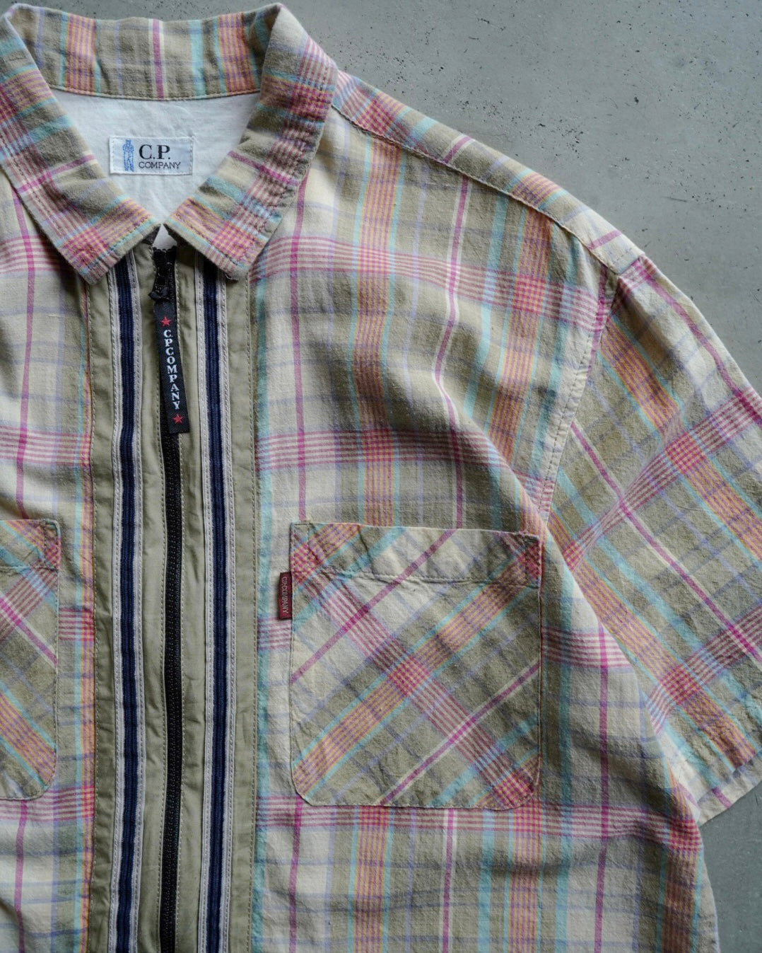 C.P. Company Multi Color Check Zip up Over shirt