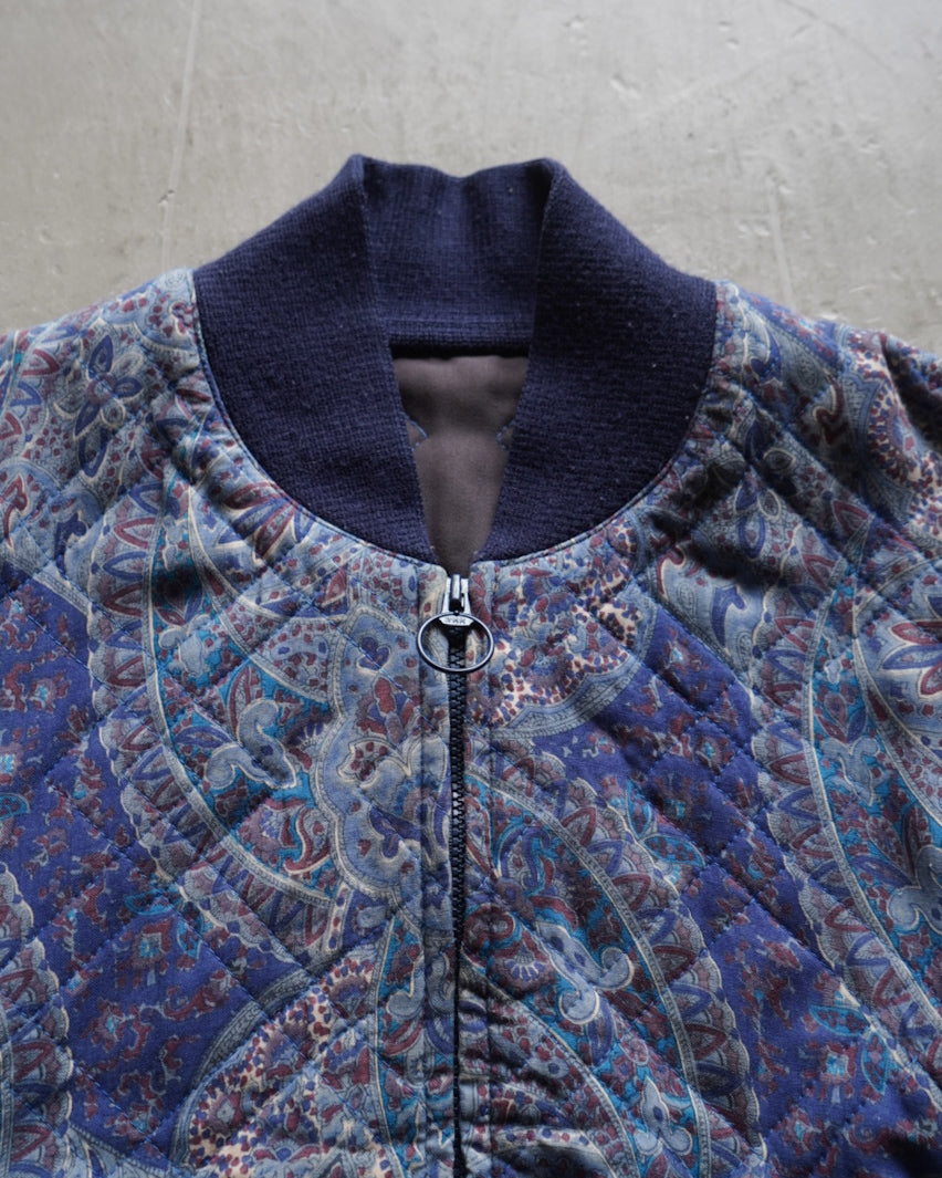paisley pattern quilting zip-up jacket