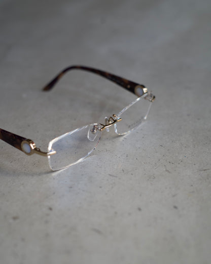 BVLGARI rimless eyeyear made in Japan"tortoiseshell