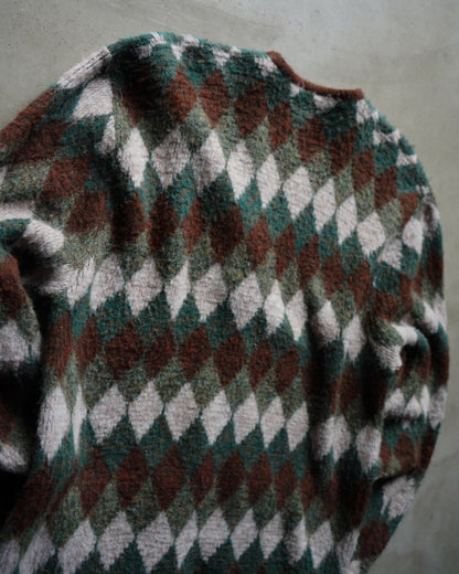 70's jockey diamond-pattern cardigan