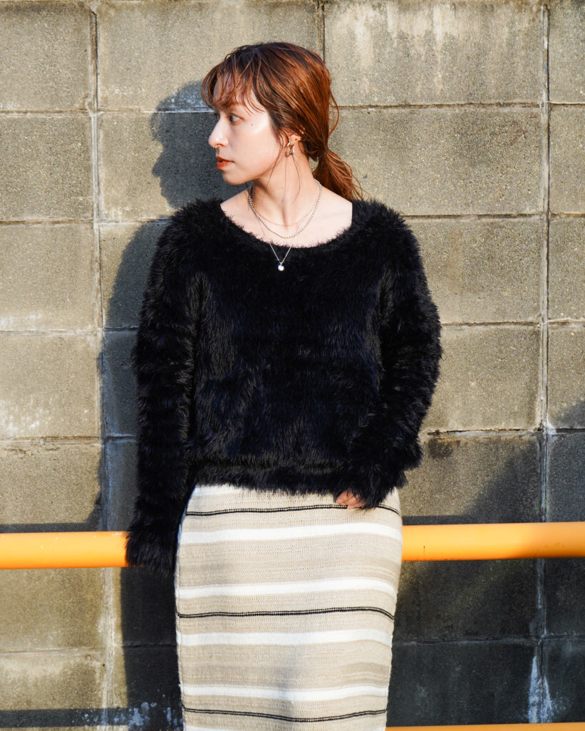" ladies " black shaggy knit