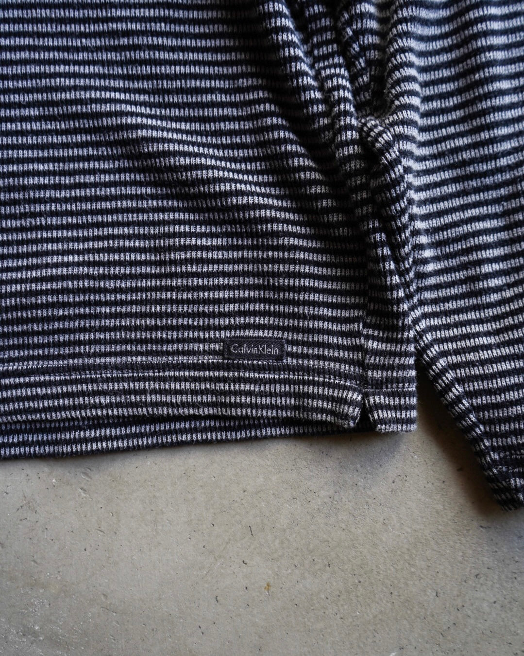 "Calvin Klein"Stripe L/S knit polo shirt
