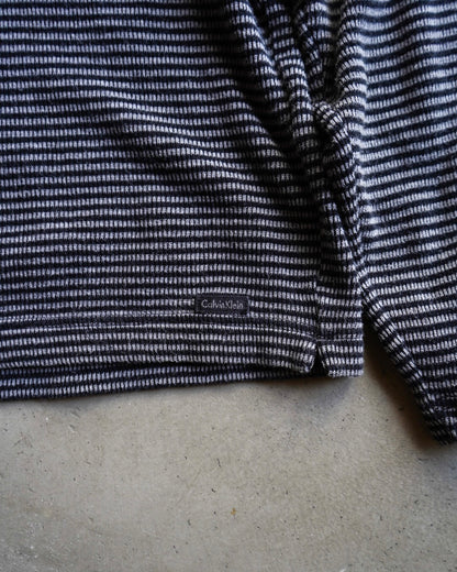 "Calvin Klein"Stripe L/S knit polo shirt