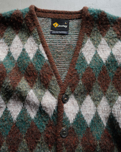 70's jockey diamond-pattern cardigan