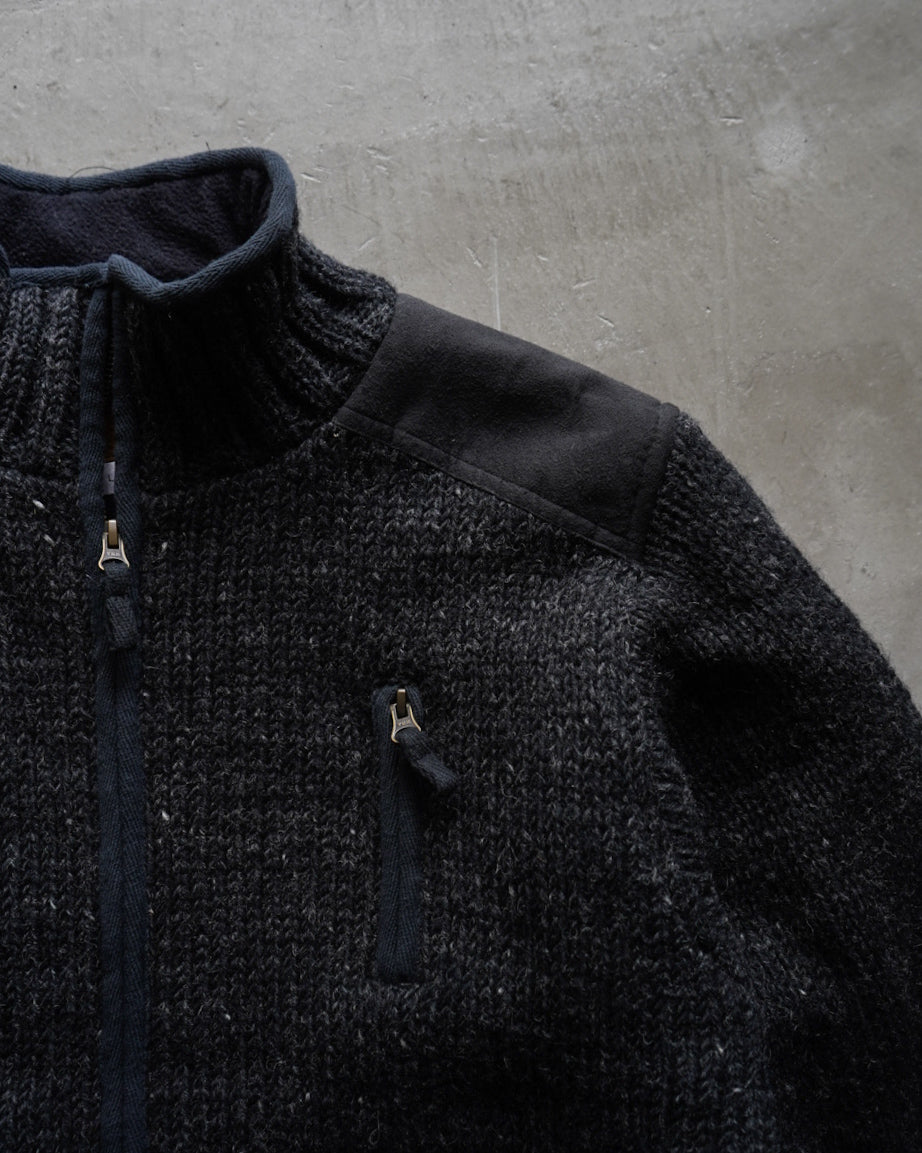 Laundromat wool knit zip-up jacket