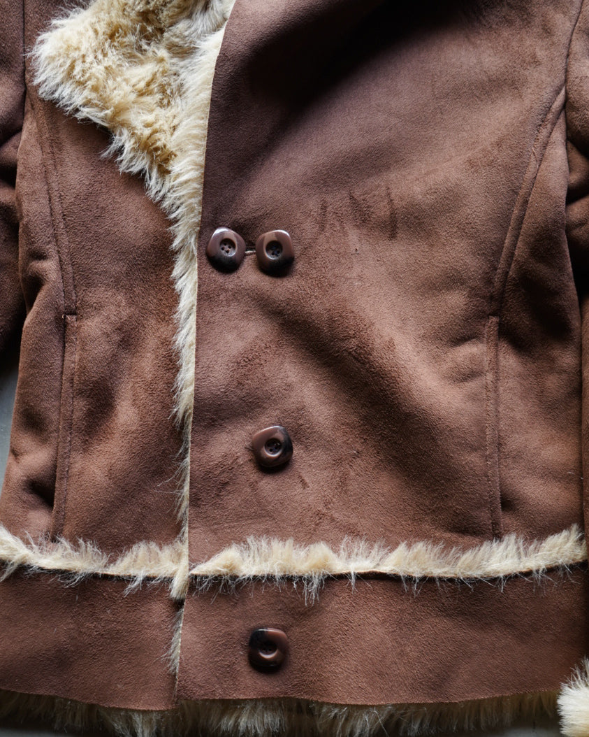 "ladies"Plush Lined Design fake mouton short jacket