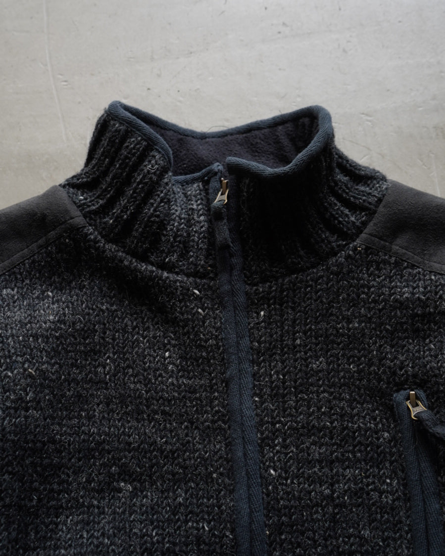 Laundromat wool knit zip-up jacket