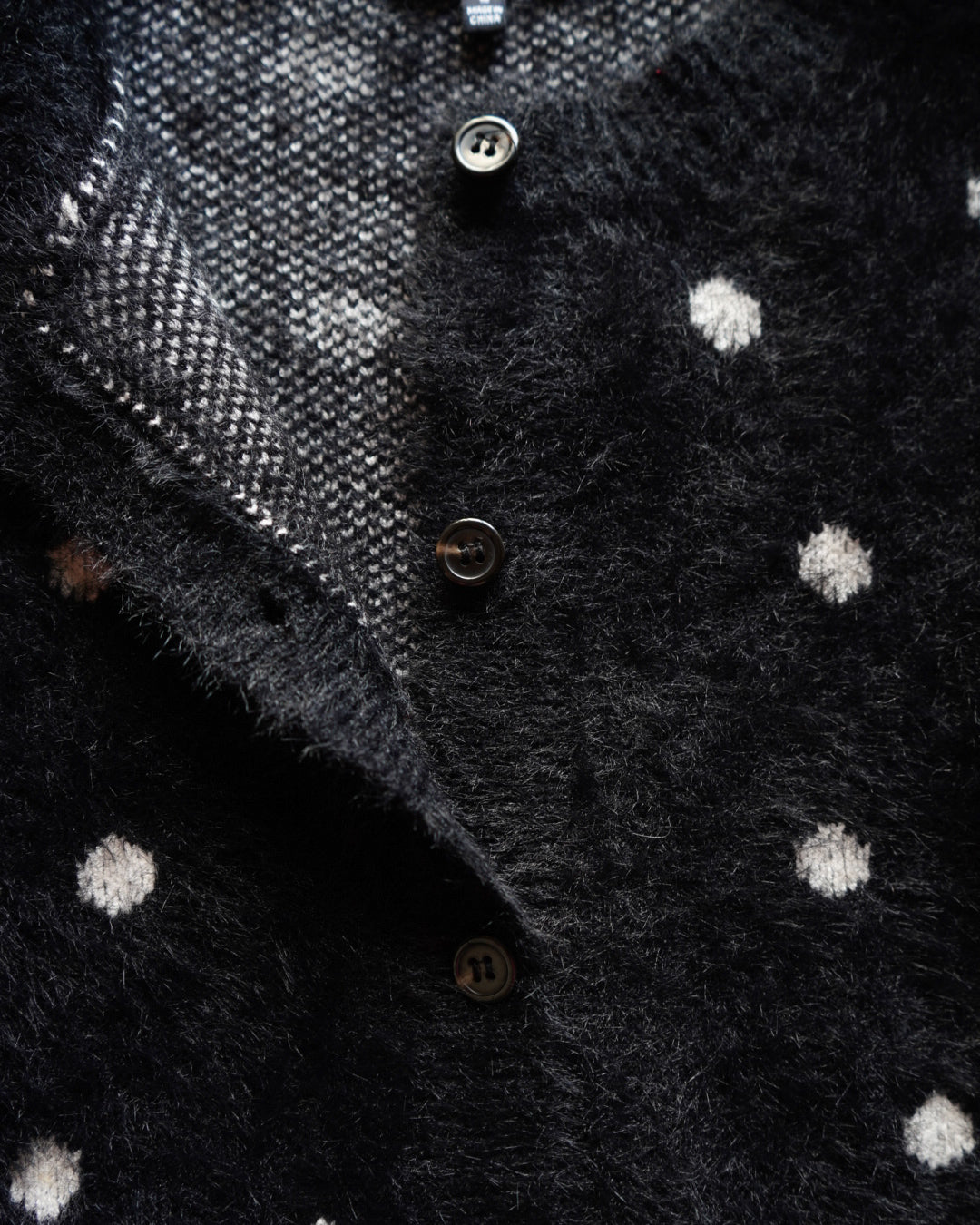 "ladies" polka dot mohair-like cardigan