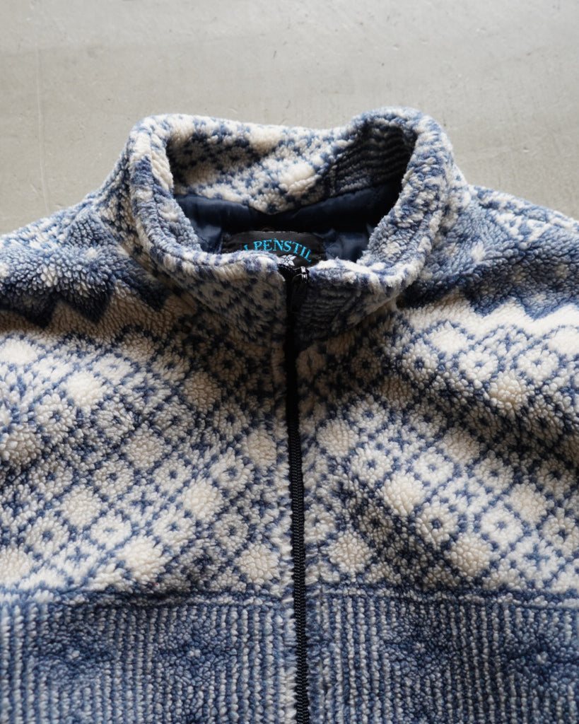 Alpenstil nordic pattern pile fleece zip-up jacket