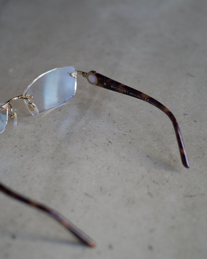 BVLGARI rimless eyeyear made in Japan"tortoiseshell