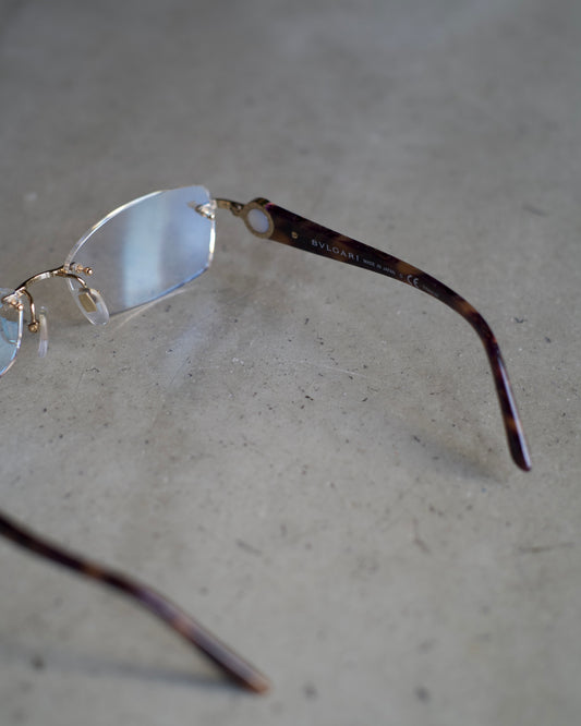 BVLGARI rimless eyeyear made in Japan"tortoiseshell