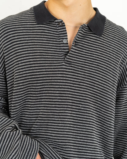 "Calvin Klein"Stripe L/S knit polo shirt