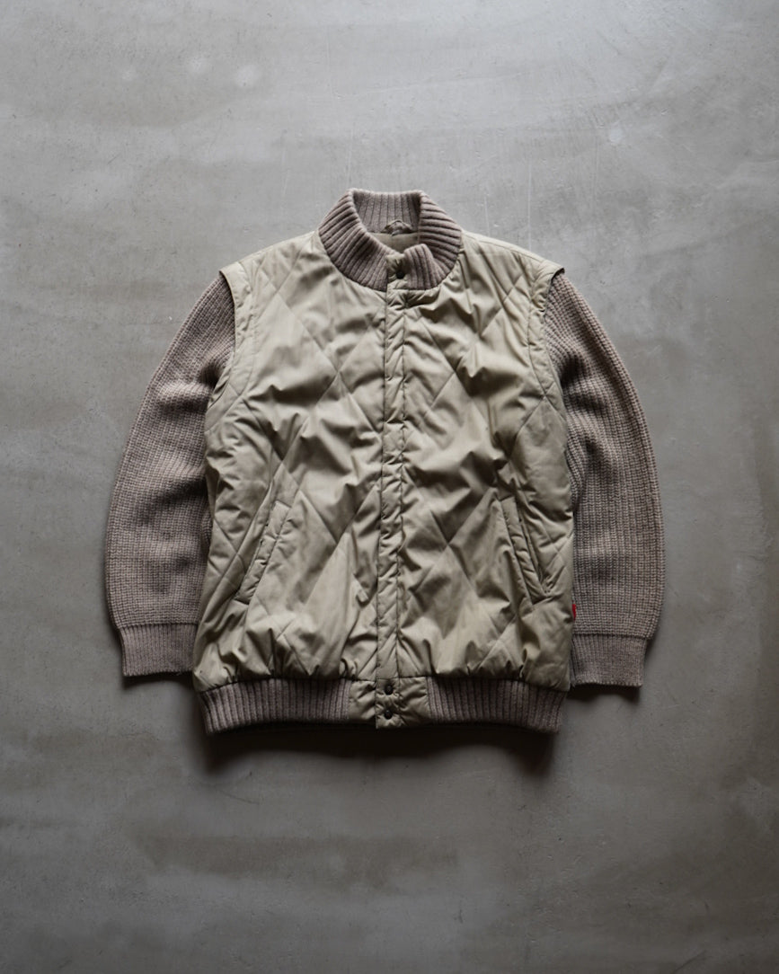 SPORTS MAN quilting switching knit rib zip jacket