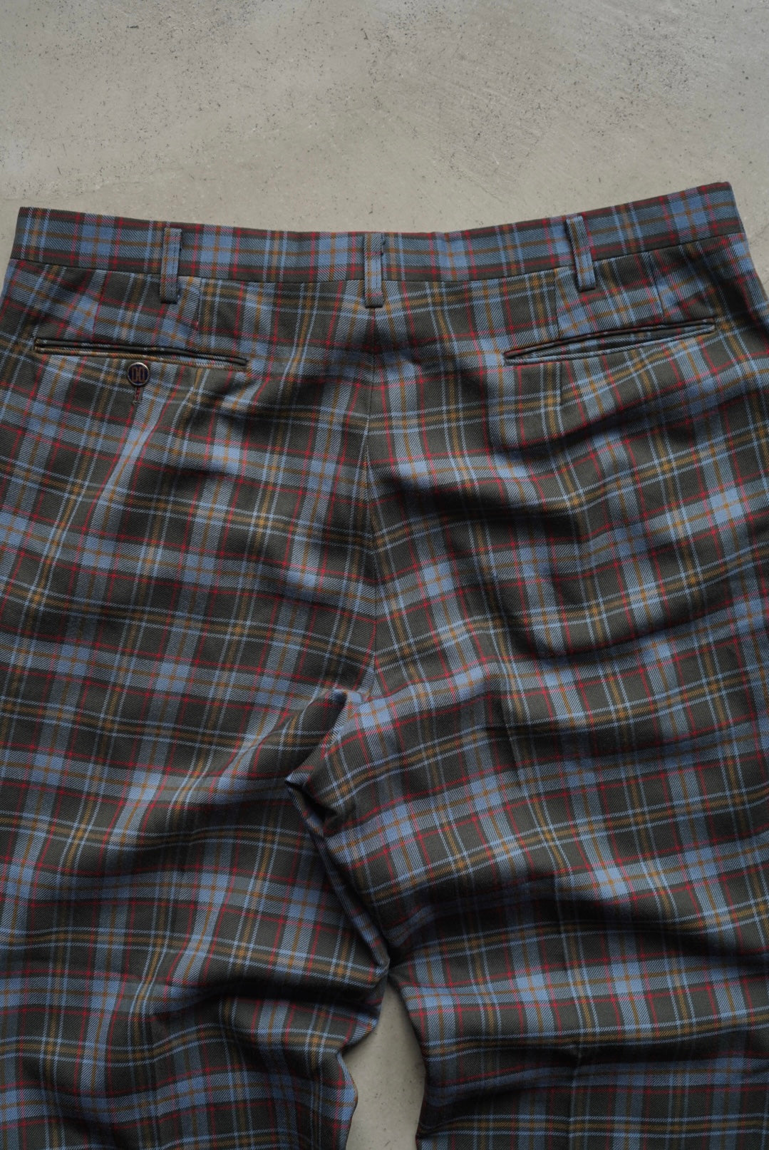 DAKS Plaid Check Pattern Wool Slacks