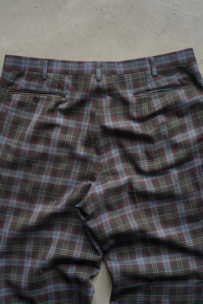 DAKS Plaid Check Pattern Wool Slacks