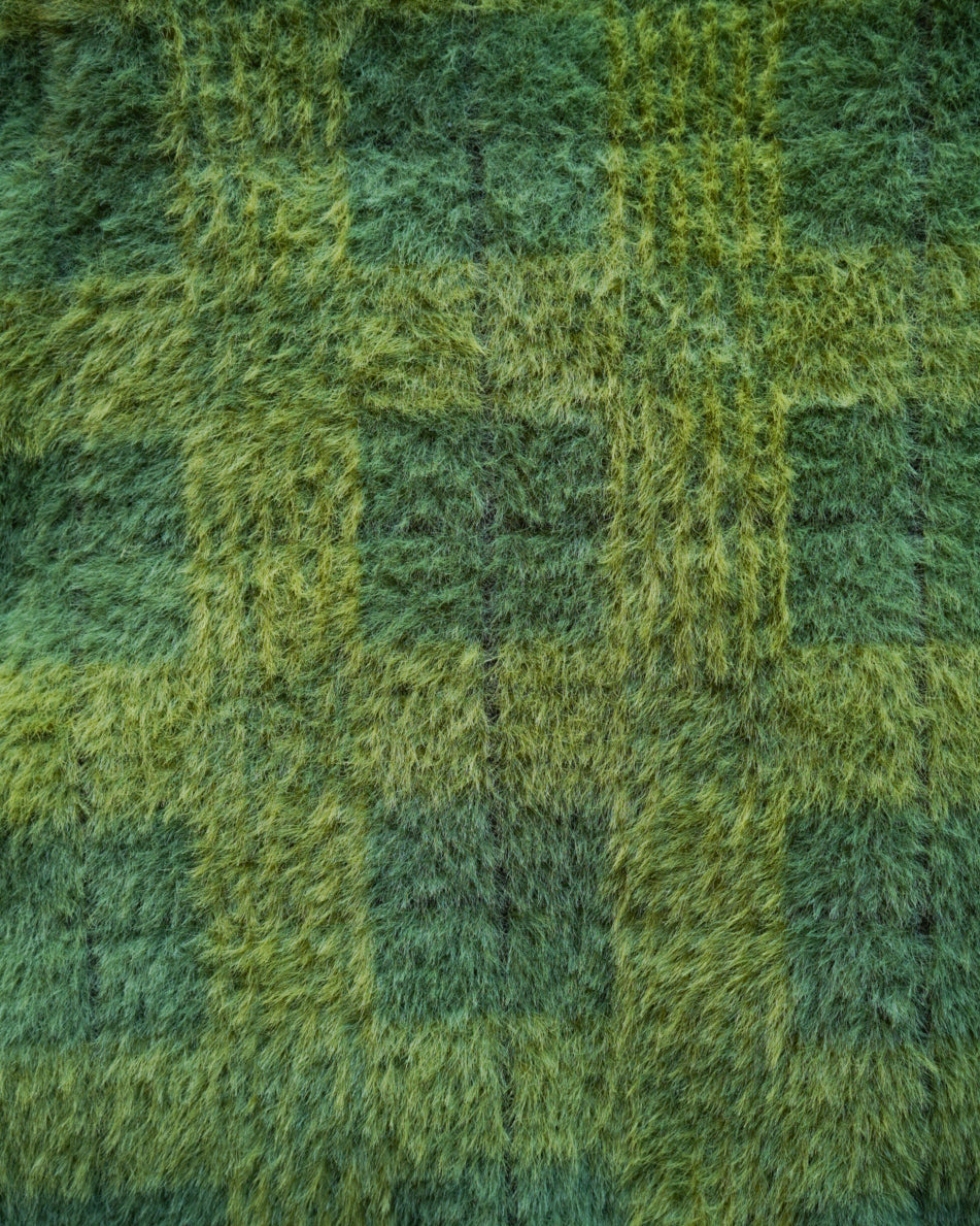 " ladies " check design mohair cardigan