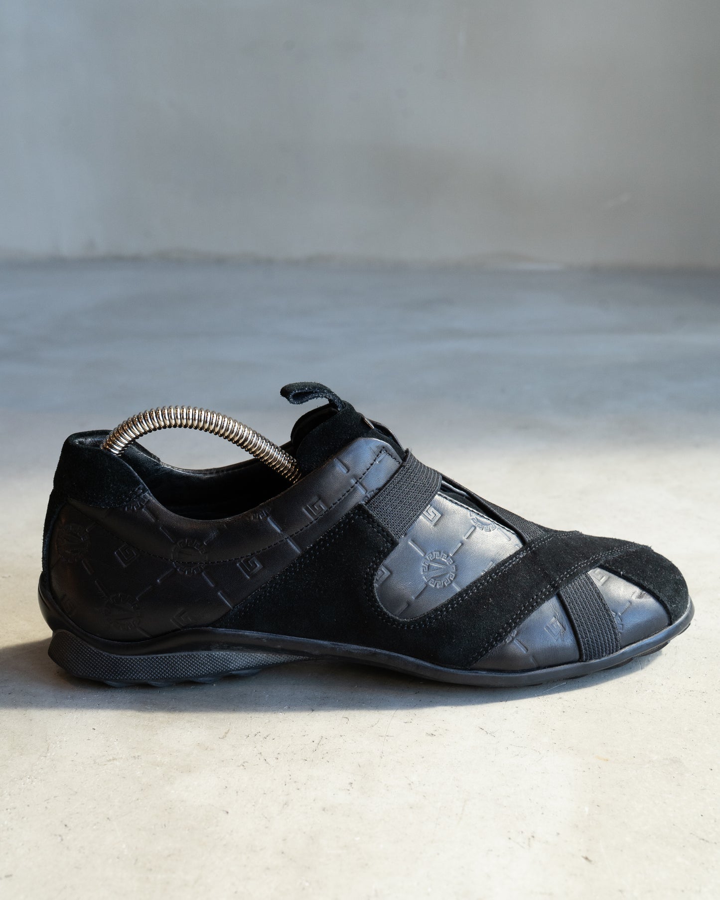 versace collection leather×suede slip on