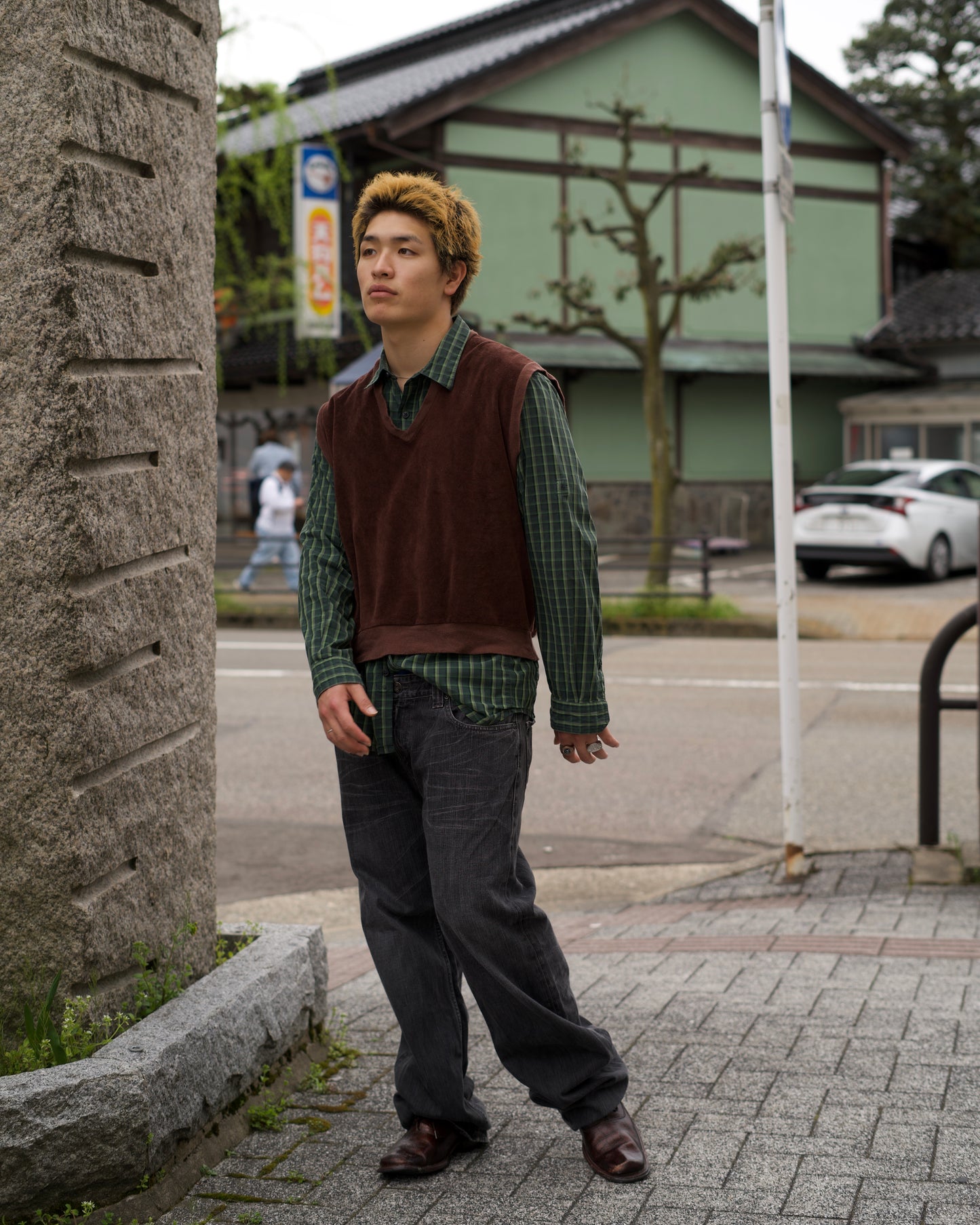 80's Richman Brothers V Neck Velour Knit