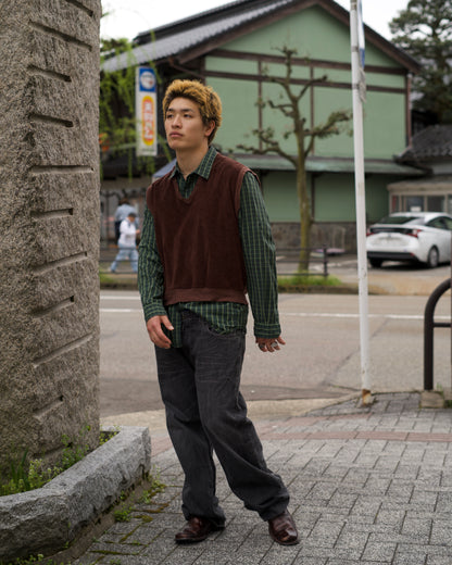 80's Richman Brothers V Neck Velour Knit