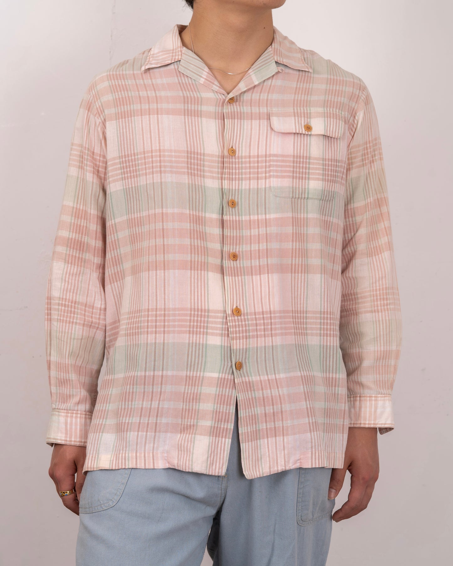90's Ralph Lauren open collar check design shirt