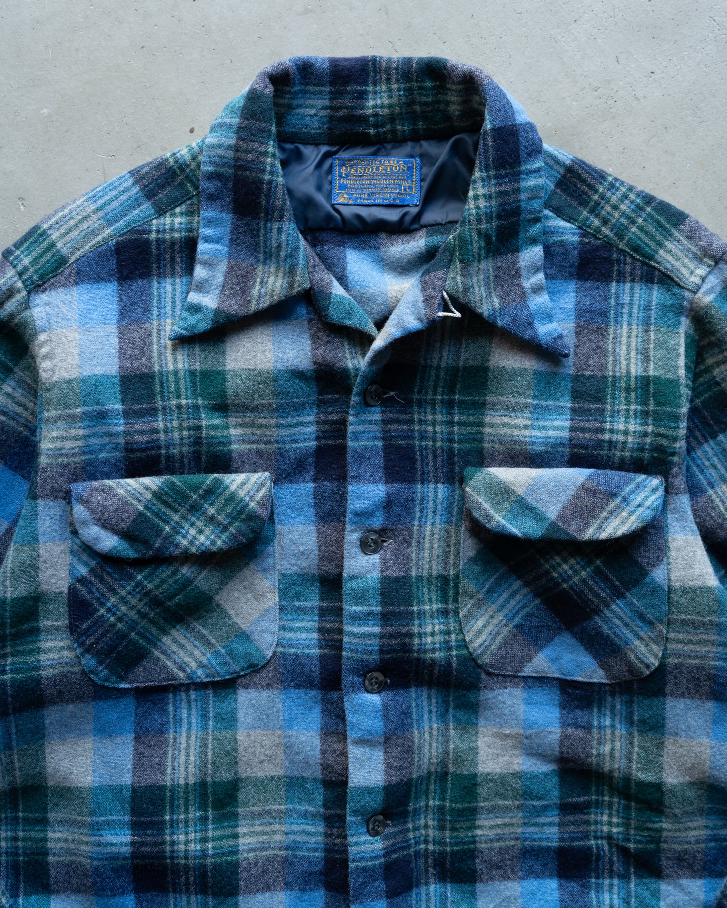 60~70's Pendleton wool open collar check shirts
