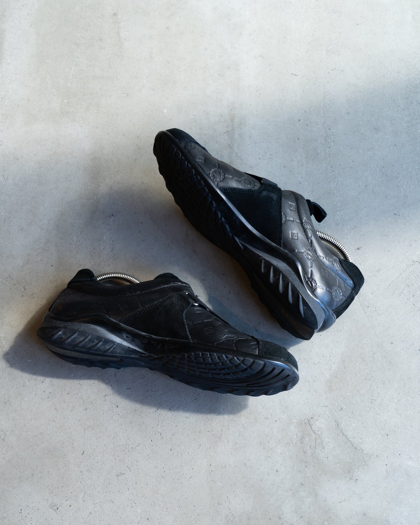 versace collection leather×suede slip on