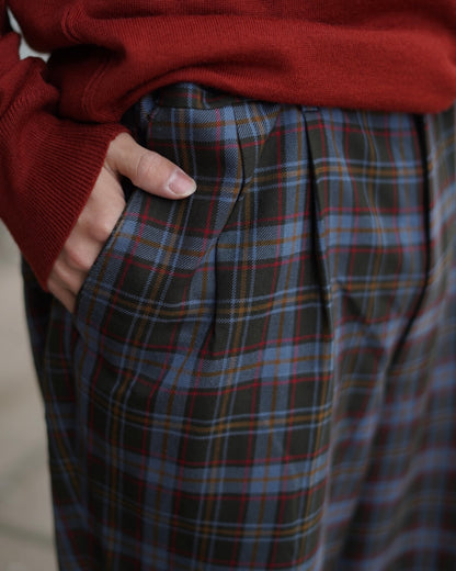 DAKS Plaid Check Pattern Wool Slacks