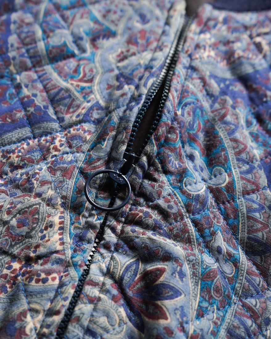 paisley pattern quilting zip-up jacket