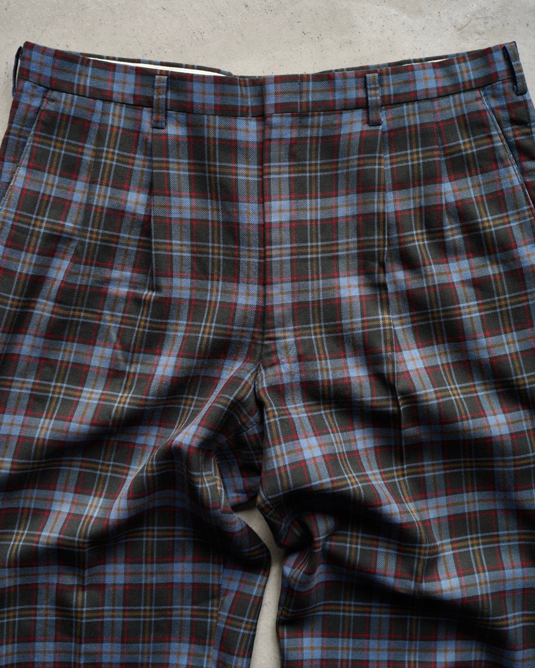 DAKS Plaid Check Pattern Wool Slacks