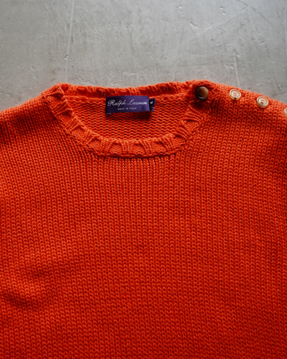 Ralph Lauren Purple Label cotton clue neck knit sweater