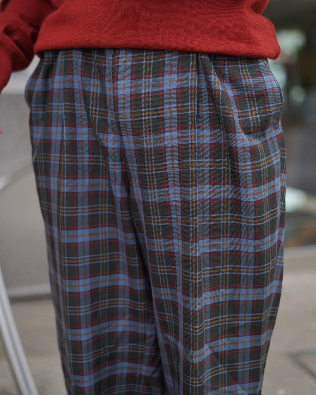 DAKS Plaid Check Pattern Wool Slacks