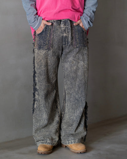 90's design all pattern semi flare easy pants