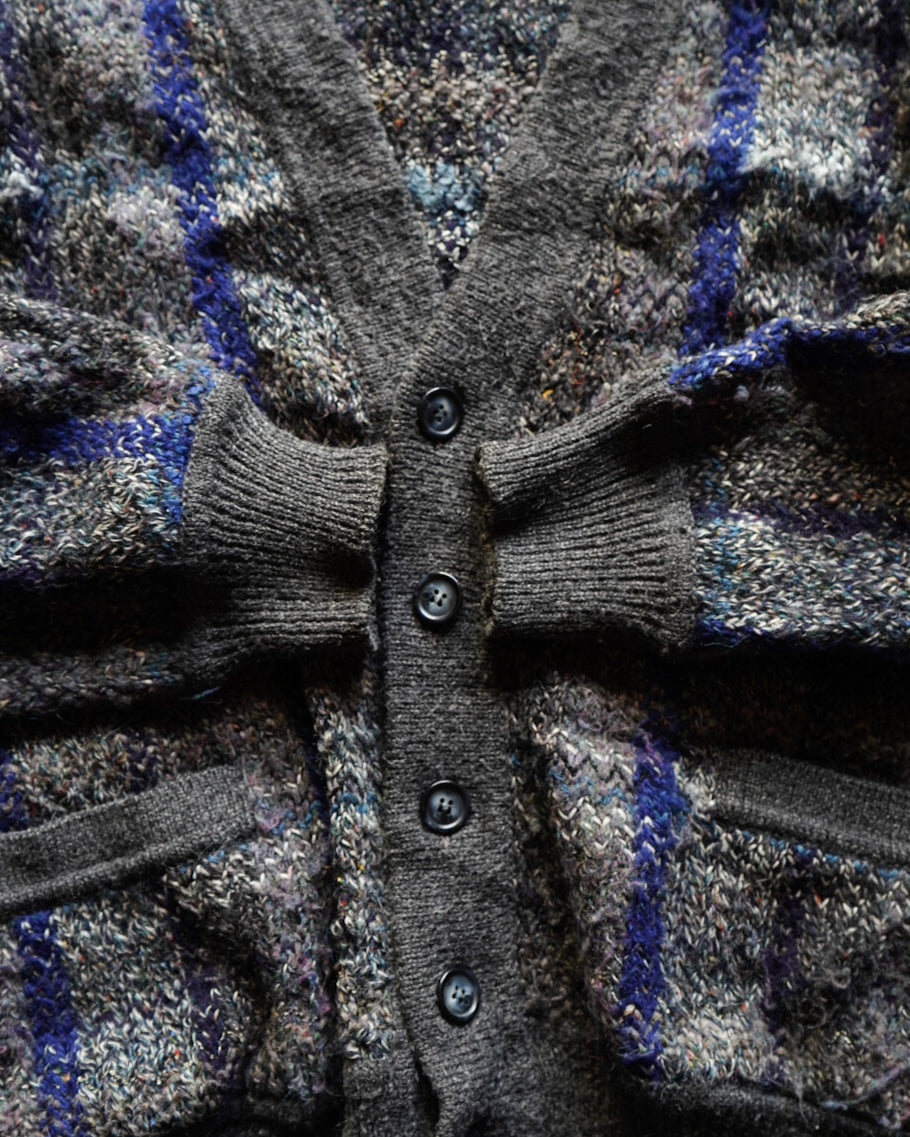 green wool acryl check cardigan made in italy