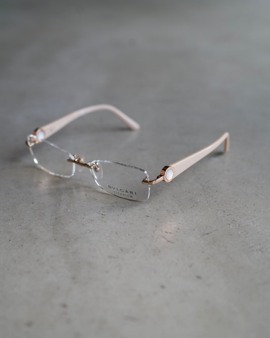 BVLGARI rimless eyeyear made in Japan"beige"