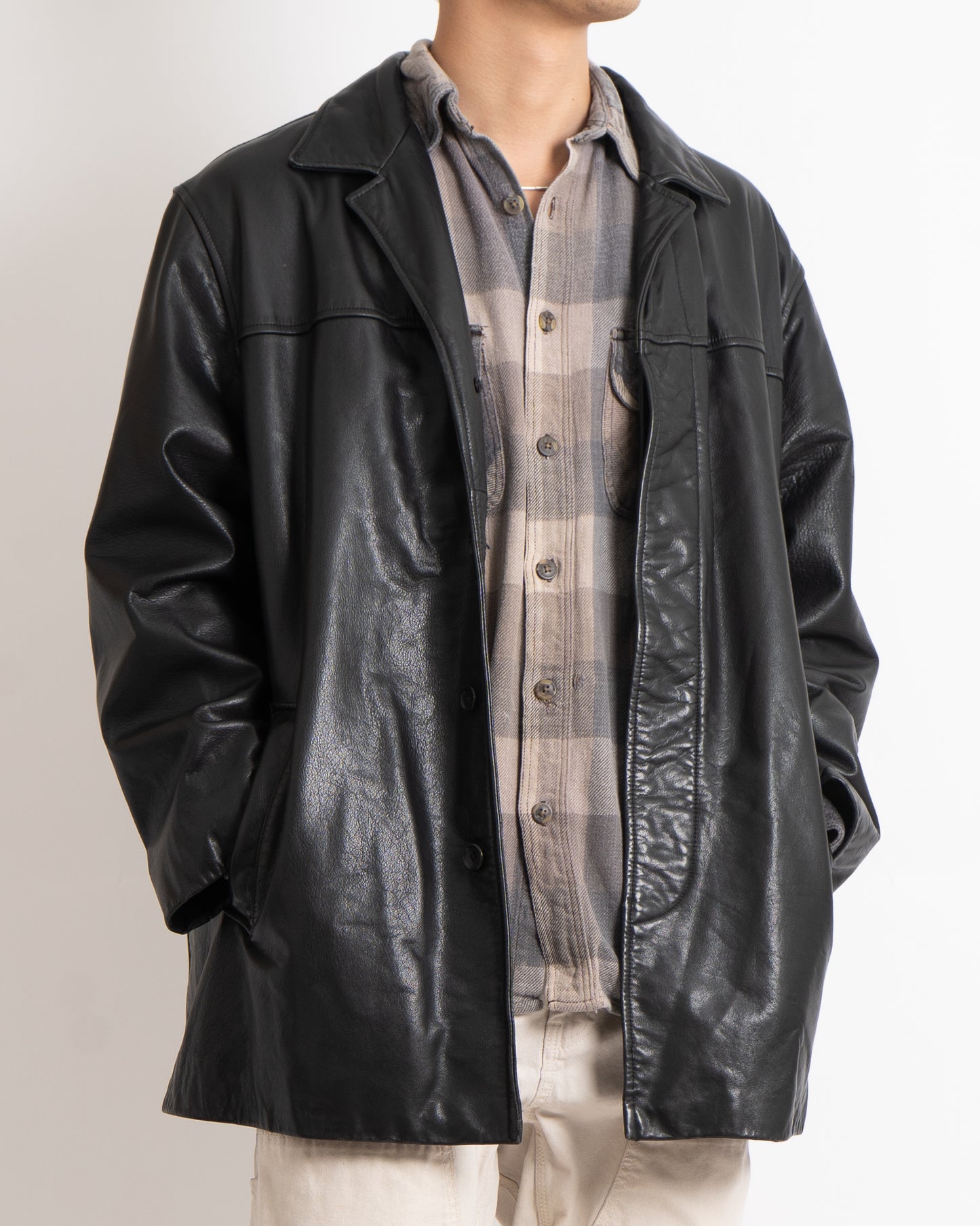 banana republic leather car coat jacket