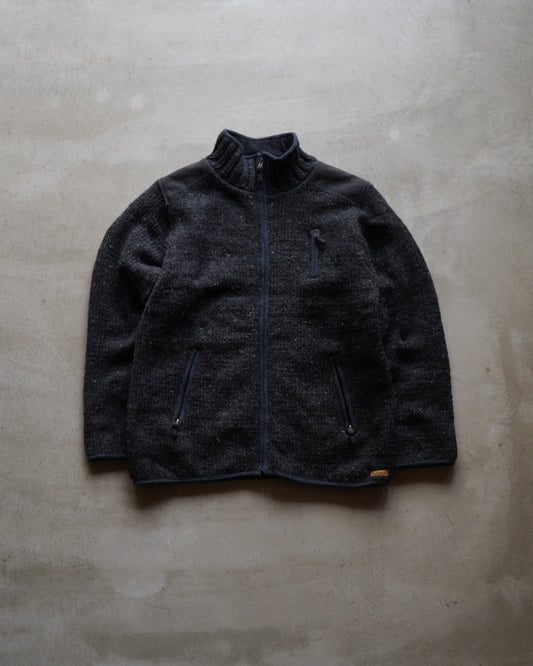 Laundromat wool knit zip-up jacket