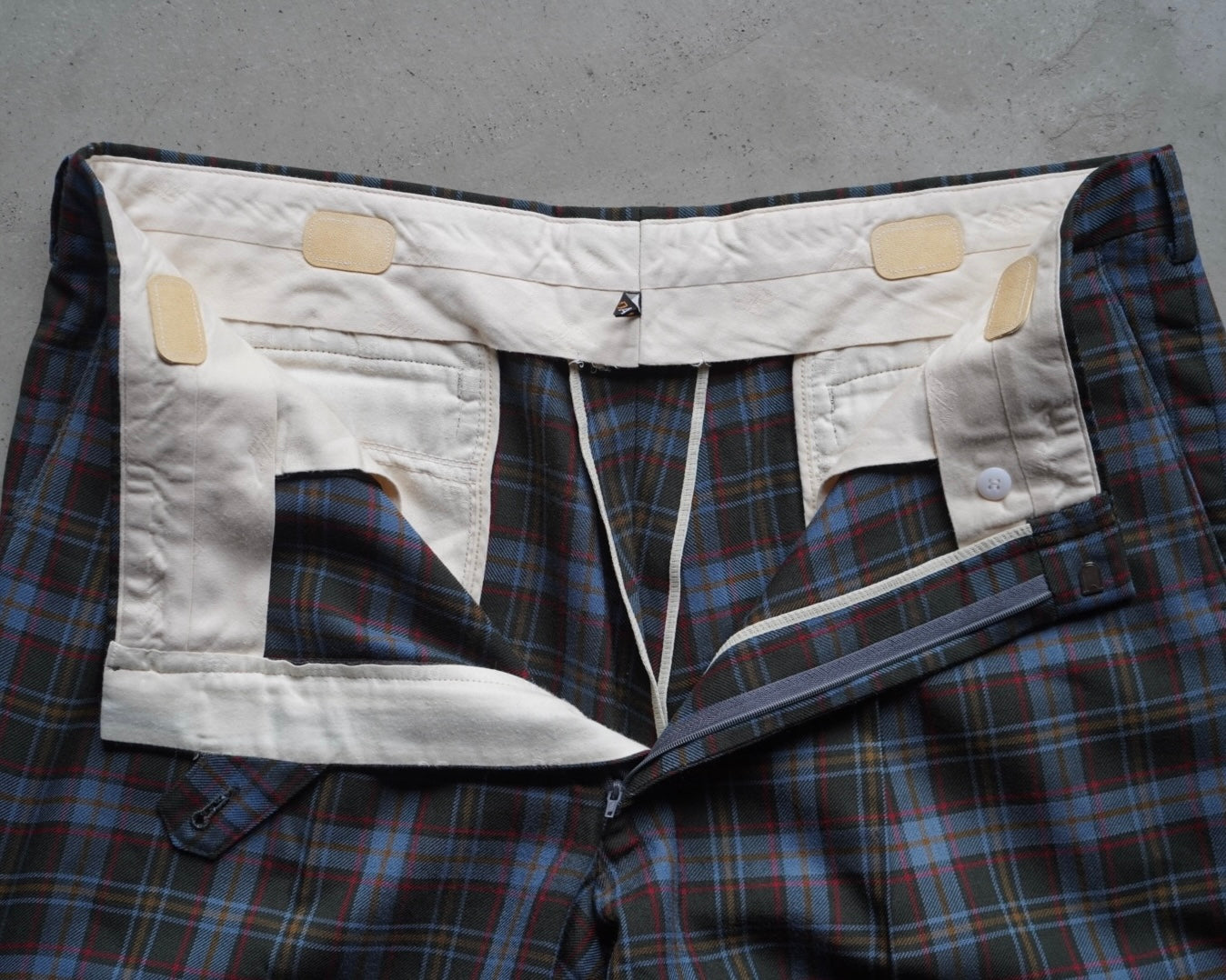 DAKS Plaid Check Pattern Wool Slacks