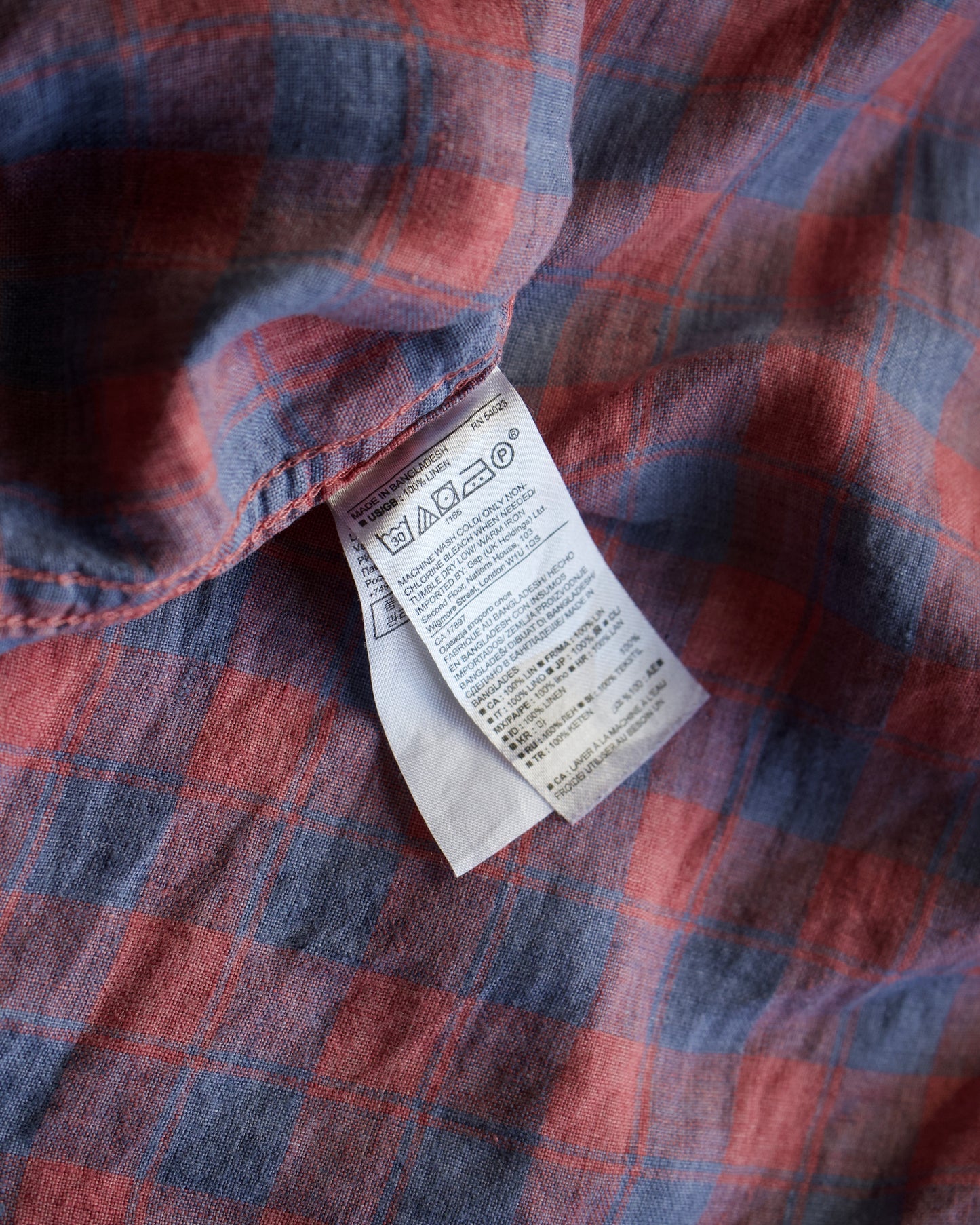 BANANA REPUBLIC piaid check design linen shirt