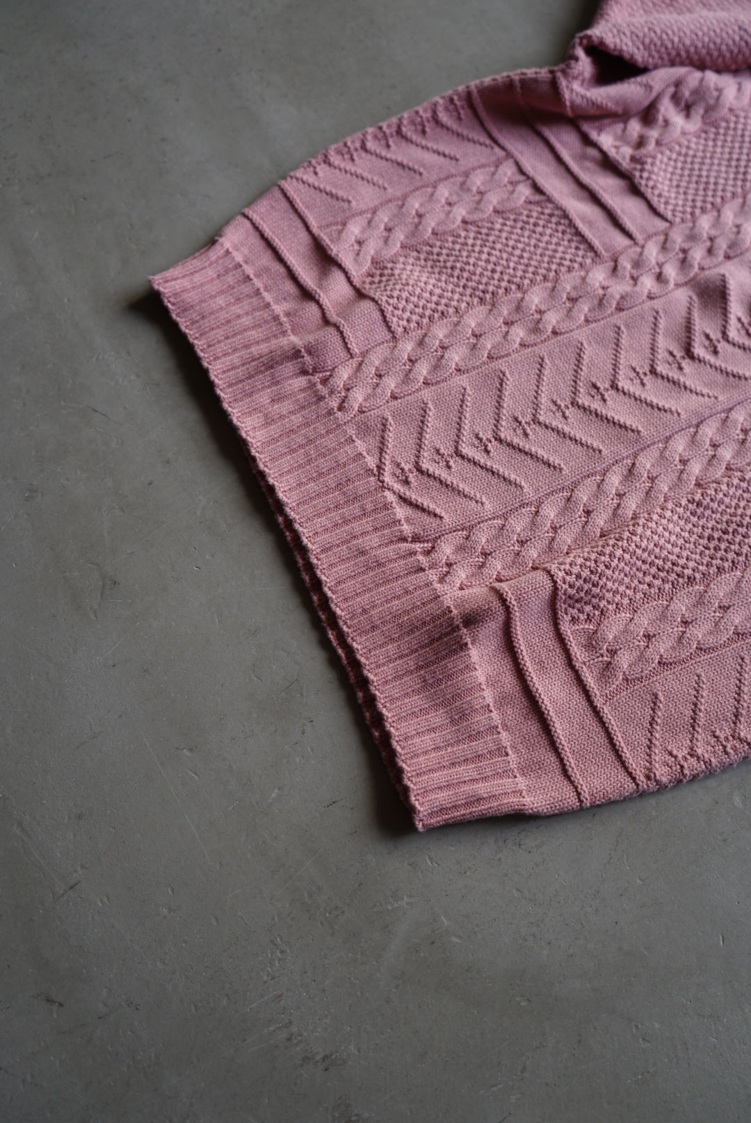 textured patchwork cable knit sweater